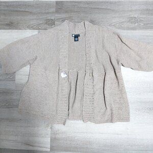 Carole Little - Womens Beige/Grey Crochet Cotton Blend Cardigan Size XL